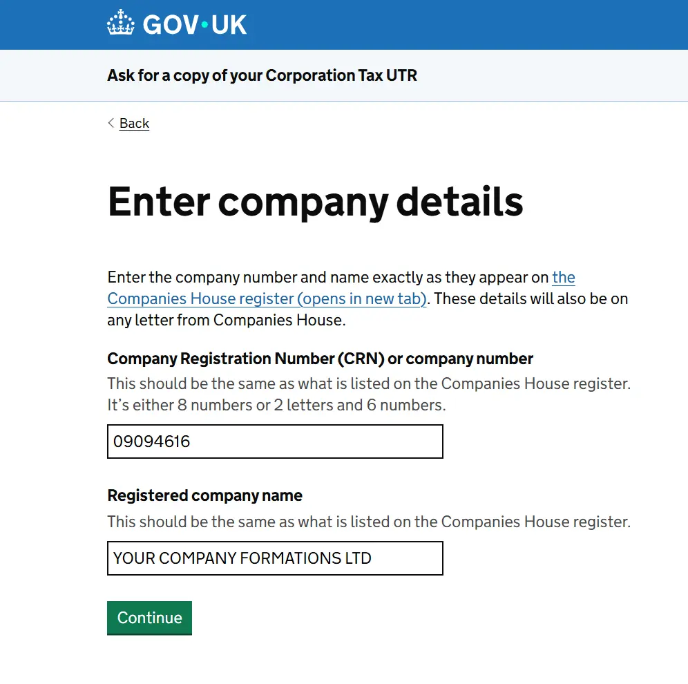 Enter company details